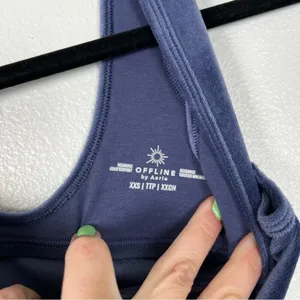 AERIE Offline Cropped Velvet tank Blue Sz XXS‎ thumbnail 3