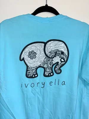 Ivory Ella Mandala Elephant Graphic Tee Turquoise Short Sleeve thumbnail 7
