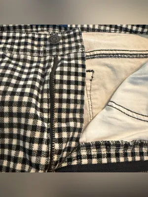 Talbots Womens Pants Black White Plaid Corduroy High Waist Straight Leg Size 12 thumbnail 9