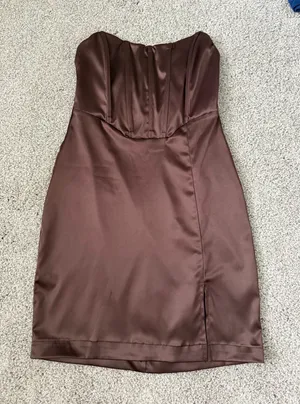 Garage Strapless Mini Dress Satin with Corset Top thumbnail 1