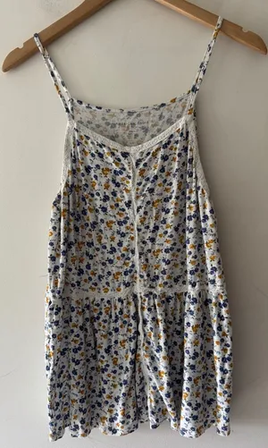 American‎ Eagle Blue and Yellow Floral Flowy Top thumbnail 1