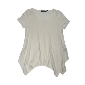 Lauren‎ Ralph Lauren White Linen Blend Handkerchief Hem Scoop Neck Top Size L thumbnail 7