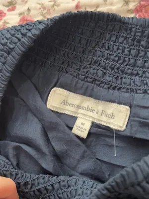 Y2K Abercrombie & Fitch Navy Blue Smocked Waist Mini Skirt thumbnail 3