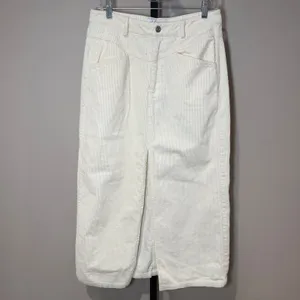 Petal & Pup Kellen Front Slit Corduroy Maxi Skirt‎ Cream Size Medium thumbnail 2