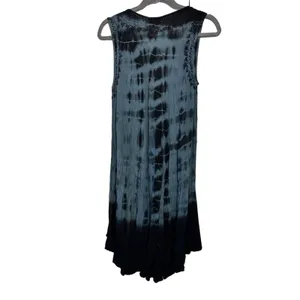 In Gear Dress Tie Dye‎ Boho Blue Black Embroidered OSFM Hippie Festival NWOT thumbnail 2