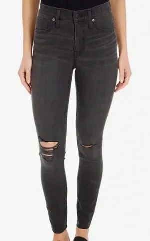 Madewell 9" High Riser Skinny Jeans Black Wash Denim Stretch Women’s Size 25 thumbnail 1