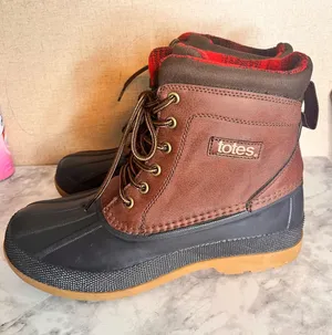 totes Black and Red Plaid Boot Lining Brown Size 9 thumbnail 1