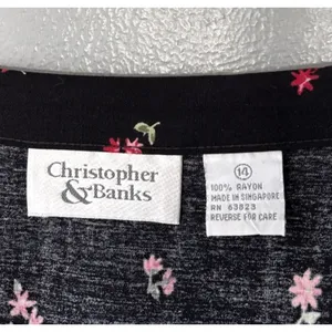 Vintage Ditzy Floral Skirt Size 14 Black Dark Romantic Church Modest Grunge Cute thumbnail 5