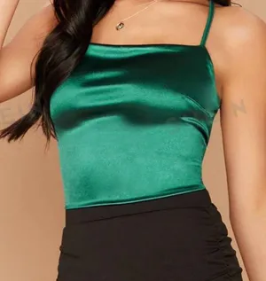 Emerald Green Satin Top Size M thumbnail 1