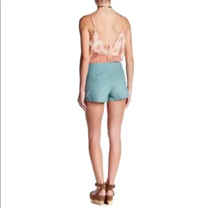 Free People 2 smoky blue embossed textured shorts thumbnail 2