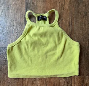 White Fox Boutique Lime Racerback Ribbed Crop Top thumbnail 1