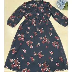 LOFT‎ Floral Midi Dress Ruffle Neck Tie Long Sleeve S thumbnail 10
