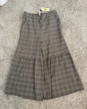 NWT  Plaid Wide Leg Pants Slacks Crop Length- Medium thumbnail 1