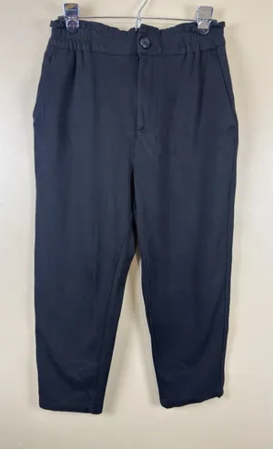 Zara Women’s Black Paperbag Waist High Rise Elastic Waist Tapered Pants Size M thumbnail 1