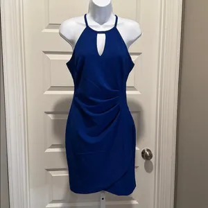 Guess NWT Size 4 Royal Blue Keyhole Halter Sheath Cocktail‎ Dress thumbnail 2