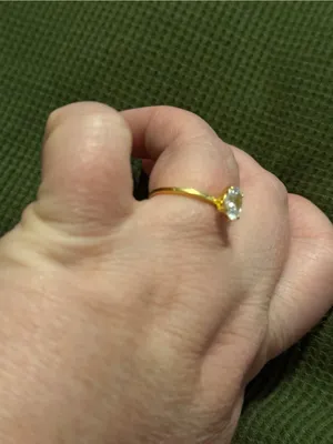 Gold Solitaire Oval Cubic Zirconia Ring - Classic Women's Jewelry thumbnail 3