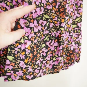 Adyson Parker Women's 3X Floral Button Down Blouse Tiered Peplum Rayon Top Black thumbnail 5