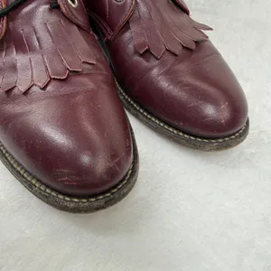 Justin L510 Burgundy Leather Lace Up Roper Boots Kiltie Fringe USA Made‎ 7B thumbnail 4