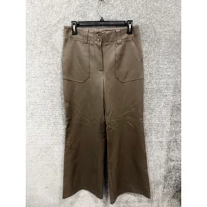 Maeve Anthropologie Women Pants 8 Brown Faux Leather Wide Leg High Rise Pocket thumbnail 3