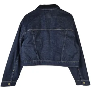 American Eagle‎ Womens Denim Jacket Dark Wash Corduroy Collar Cropped Size L thumbnail 2