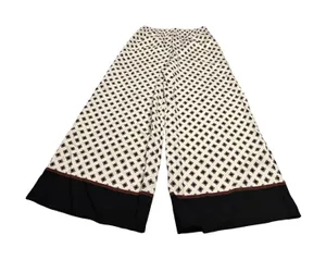 H&M‎ Womens Wide Leg Geometric Print Trousers Cream Black Size M New With Tags thumbnail 1