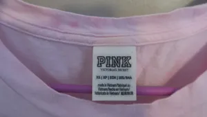 PINK Victoria's Secret tie dye short sleeve t-shirt with pocket in pink and black size XS. thumbnail 4
