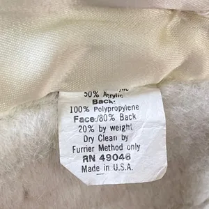 Vintage Womens Faux Fur Coat L/XL? Cream Chevron Shawl Collar Mobwife Glam USA thumbnail 7
