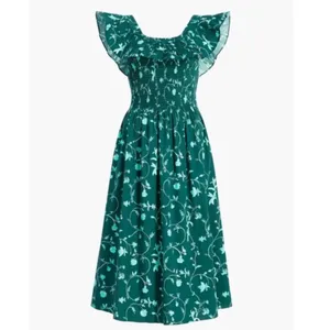 Hill House Akilah Midi Dress in Green Botanical thumbnail 2