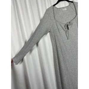 Aerie Gray Ribbed Knit Maxi Dress Sz.L thumbnail 10