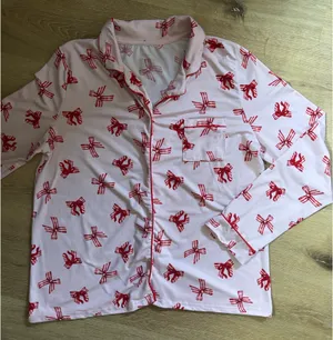 Tahari Pink Bow Print Pajama Set thumbnail 2