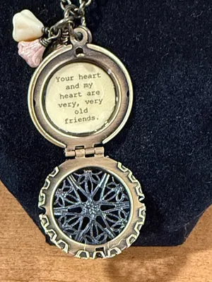 Vintage Brass picture locket and charm necklace thumbnail 3