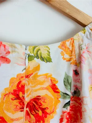 For Love & Lemons Julep Linen Blend Floral Mini Dress Coral Romantic. Small thumbnail 6