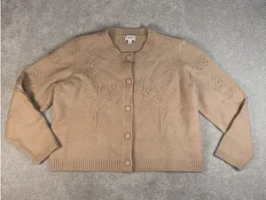 CeCe Flower Embroidered Cardigan‎ sandcastle beige large thumbnail 1