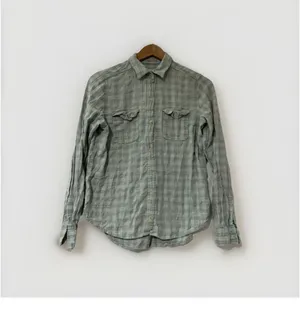 Universal Threads Shirt Womens Green Gray Plaid Button Up Long Sleeve Size Small thumbnail 3