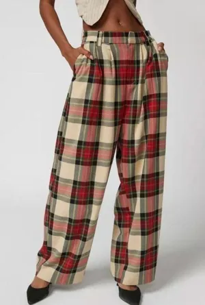 Urban Outfitters Red Plaid Pants thumbnail 1