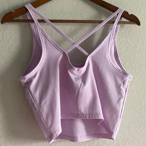 New Women Sports Bra Lilac Ribbed Long Line Strappy Back Medium Low impact thumbnail 2