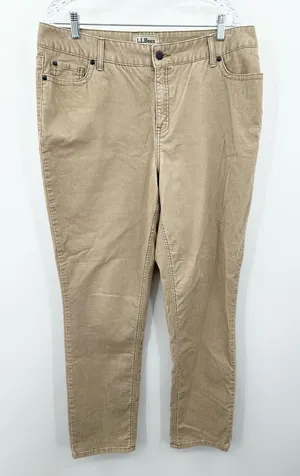 L.L. Bean Women's Favorite Fit Straight Tan Pants Size‎ 16T thumbnail 1