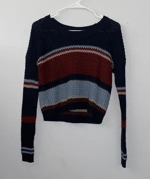 rue21 striped colorblock cropped sweater thumbnail 1