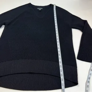 Athleta Women Black Hanover Merino Wool Blend V-Neck Sweater Top Athletic SZ XS‎ thumbnail 8