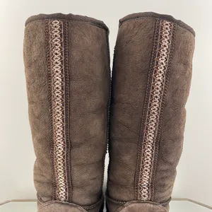 UGG Australia Dark Brown Sheepskin Ultimate Tall Revival Tasman Braid Boots thumbnail 6