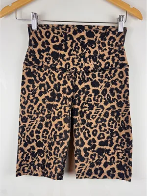 LNA Leopard Print High Rise Bike Shorts Biker Shorts Brown Black Size M thumbnail 3