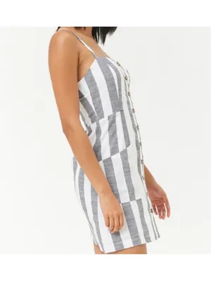 Forever 21 Striped Mini Dress Women's Size L White and Grey thumbnail 4