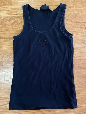 Harley Davidson Black Ribbed Logo Grunge Biker Festival Preppy Moto Y2K Tank L thumbnail 1