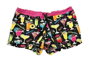 Nick & Nora Sleep Shorts Black Cocktail Margarita Print Cotton‎ Pajama Bottom thumbnail 1
