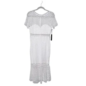Lulus White Knot Crochet Mermaid Dress Sz M thumbnail 3