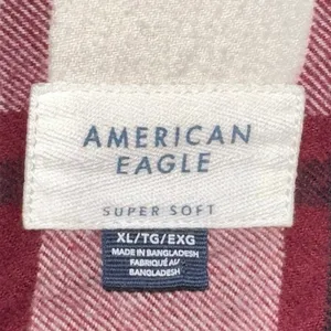 American Eagle Outfitters Flannel Shirt XL Red‎ Plaid Button Front Super Soft thumbnail 4
