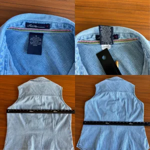 90s Vintage Bill Blass Denim Top M Button Front Western Cottage Coastal Grandma thumbnail 6