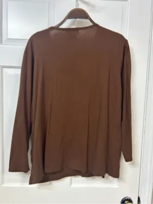 Vintage Embroidered Women’s Brown Long-Sleeve Moose Graphic Tee XXL thumbnail 3