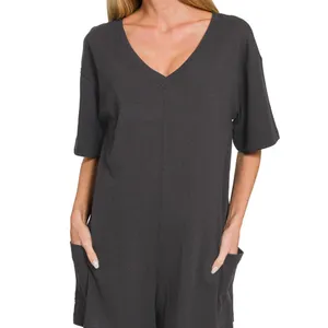 Zenana V‎ or Scoop Neck Reversible 2-Way Romper thumbnail 2