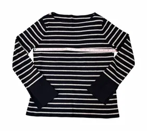 Navy & Gray Stripe Split Bell Cuff Long Sleeve Sweater Black Size M thumbnail 1